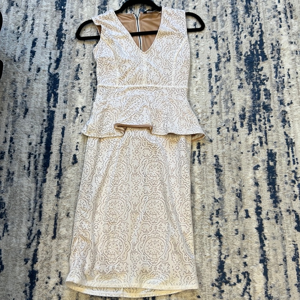 White BCBG MAXAZARIA peplum dress